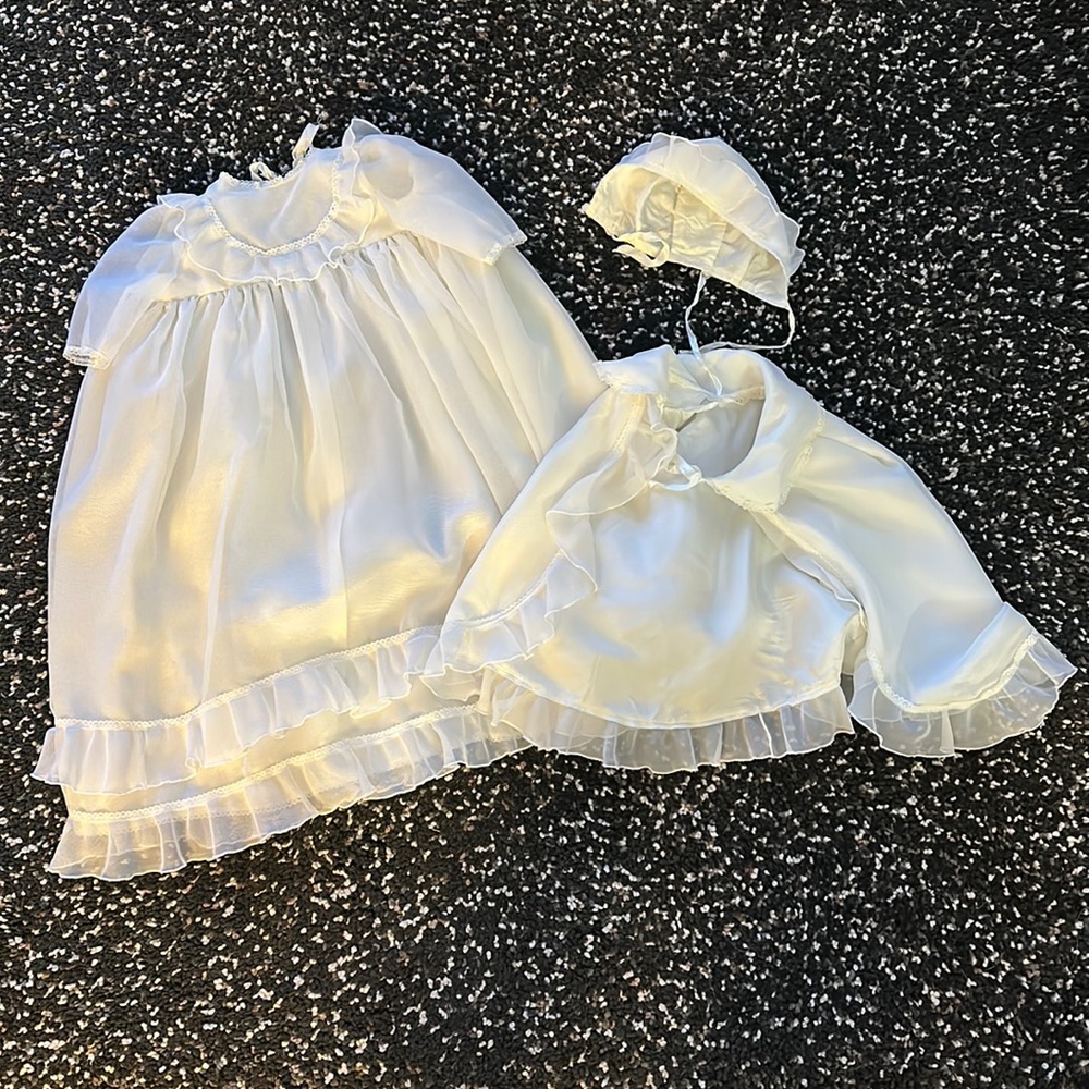 Vintage 3 piece christening / baptism gown set